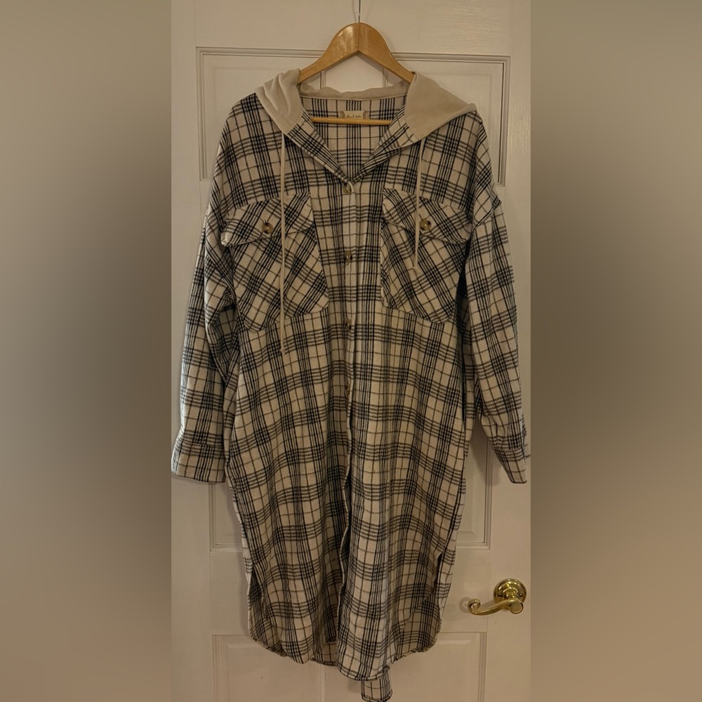 Altar'd State Black and Beige Plaid Shirt